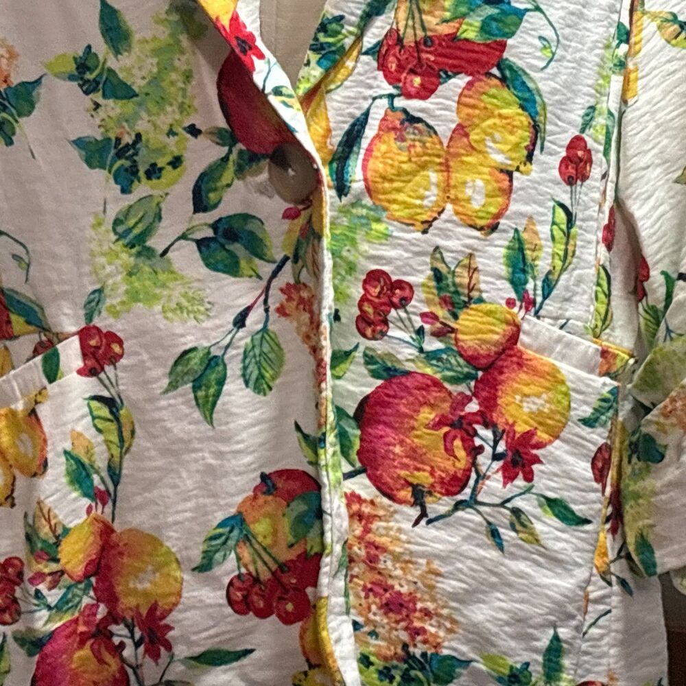 LC Lauren Conrad Ruched Sleeve Blazer Jacket Summer Novelty Print Plus Size XXL - Picture 7 of 16